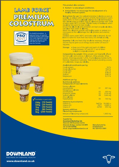 Downland Lamb Force Colostrum 20-Feed
