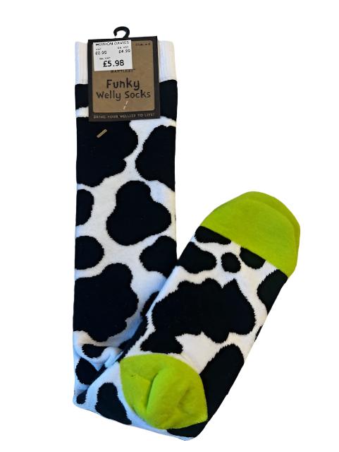 Bartleby Womens Funky Welly Sock Cow Patch