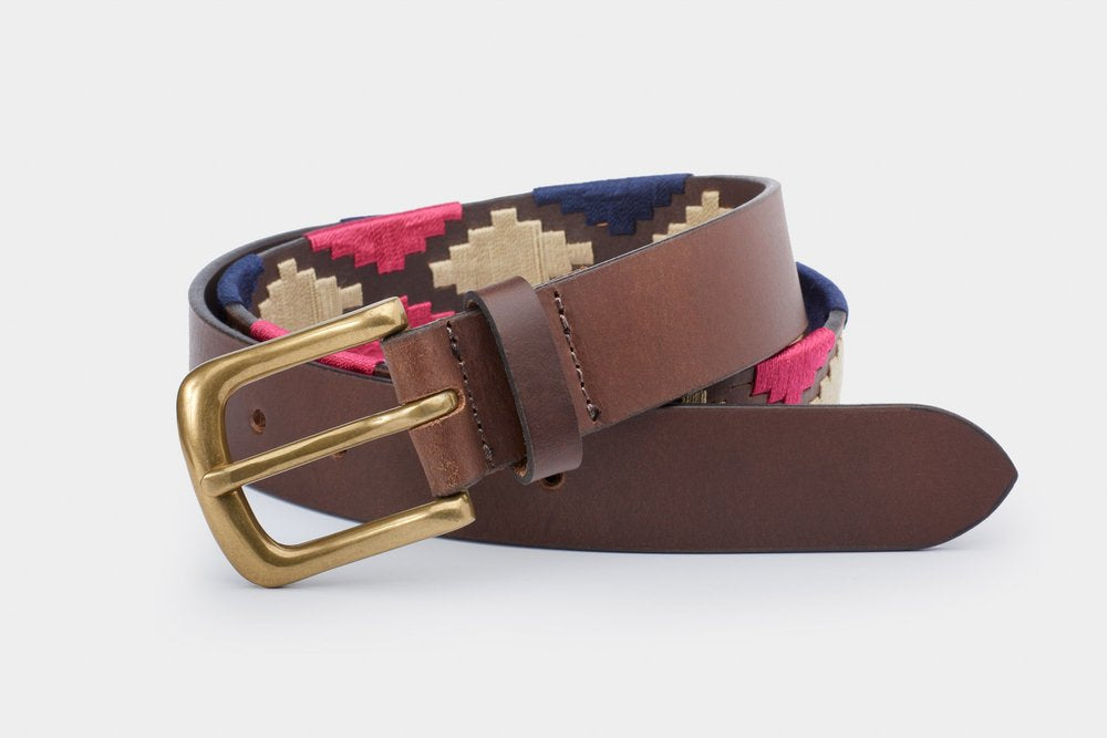 IBEX POLO BELT PINK/NAVY