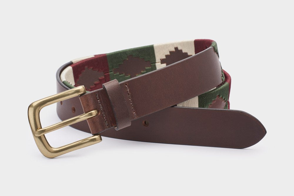 IBEX POLO BELT OLIVE/BURGUNDY
