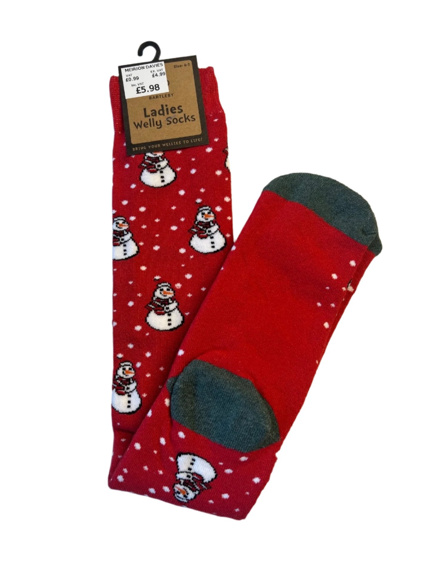 Bartleby Womens Funky Welly Sock Snowman
