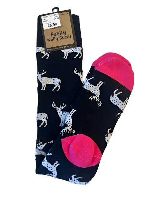 Bartleby Womens Funky Welly Sock Wild Stag