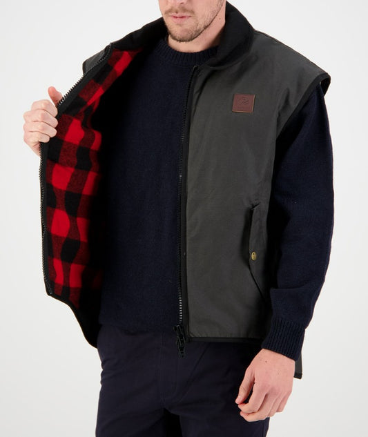 Swanndri Foxton Oilskin Vest with Wool Lining