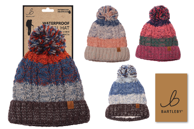 Bartleby Waterproof Striped Bobble Hat