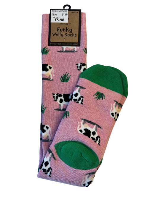 Bartleby Womens Funky Welly Sock Cow