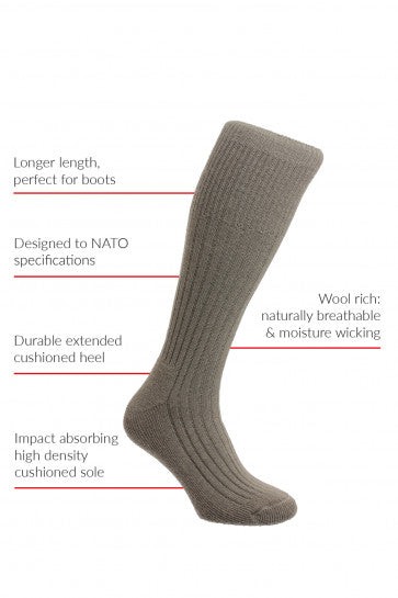 Commando Wool Rich Work Boot Socks