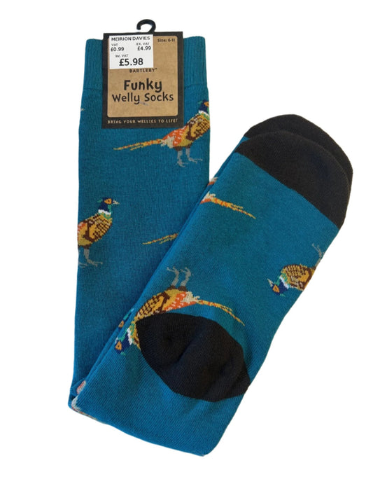 Bartleby Mens Funky Welly Sock Pheasant