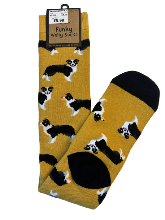 Bartleby Womens Funky Welly Sock Sheep Dog