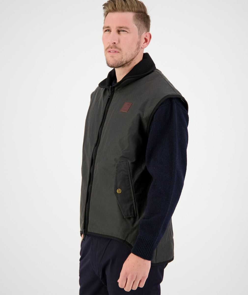 Swanndri Foxton Oilskin Vest with Wool Lining